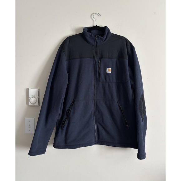 Carhartt Other - Carhartt Jacket Full Zip Relaxed Fit Fleece Mens XL Blue‎ Black Outdoor